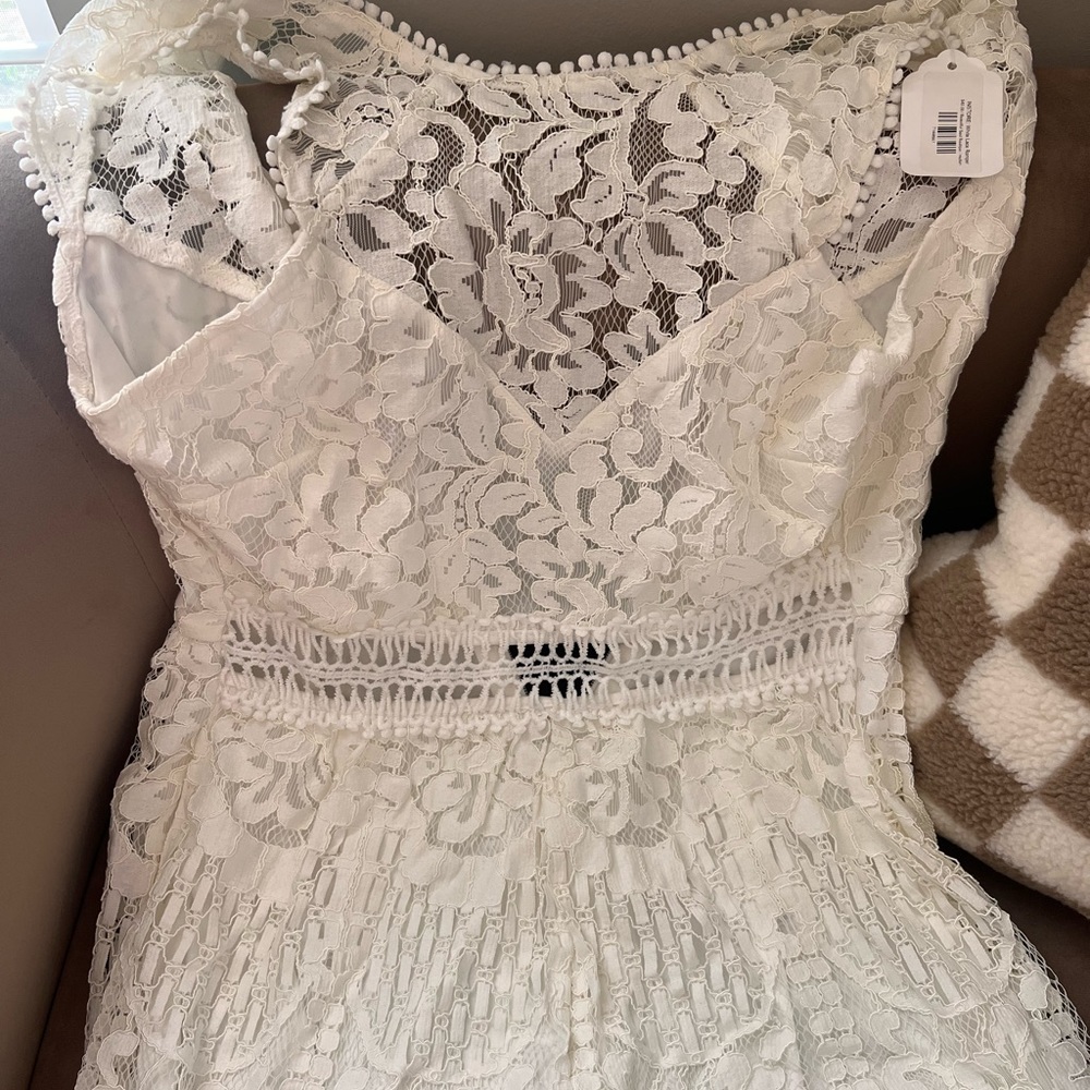 NWT boutique white lace romper